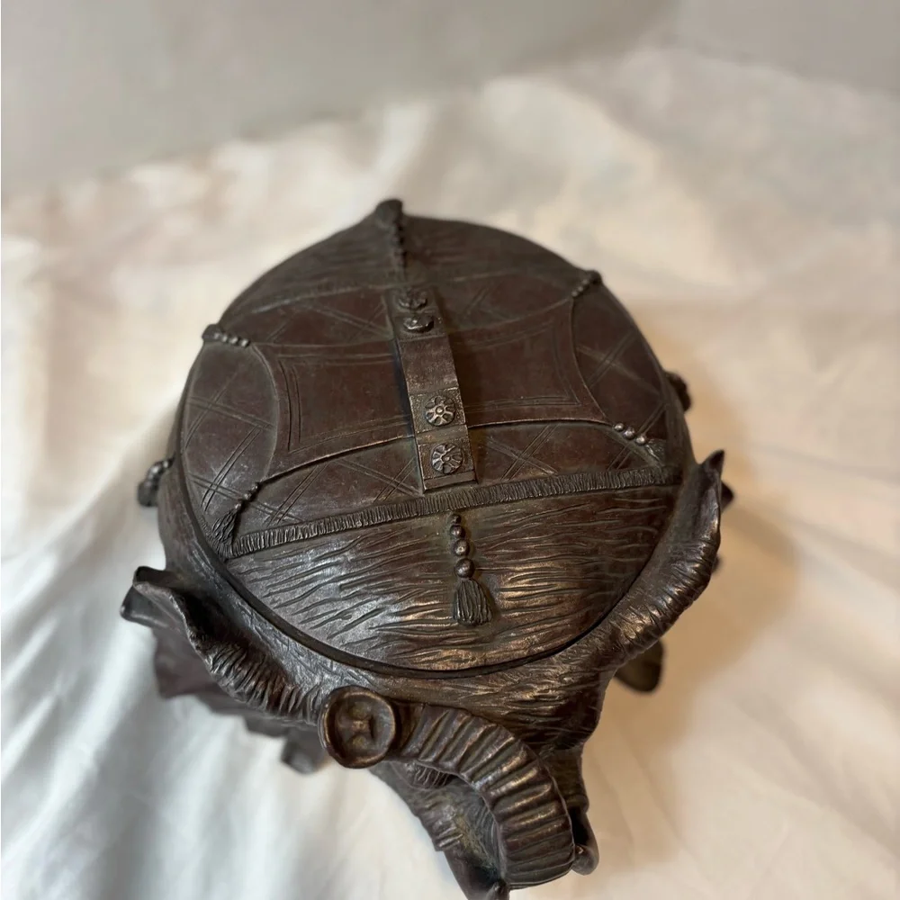 ELEPHANT Trinket Box Lid brown unique textured - Picture 14 of 15